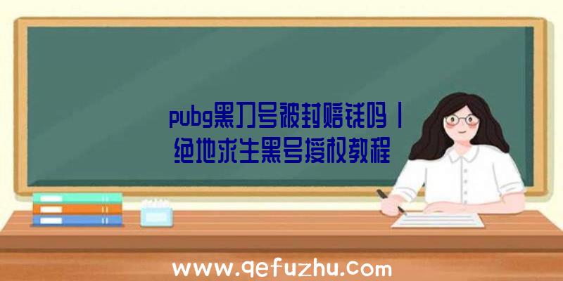 「pubg黑刀号被封赔钱吗」|绝地求生黑号授权教程